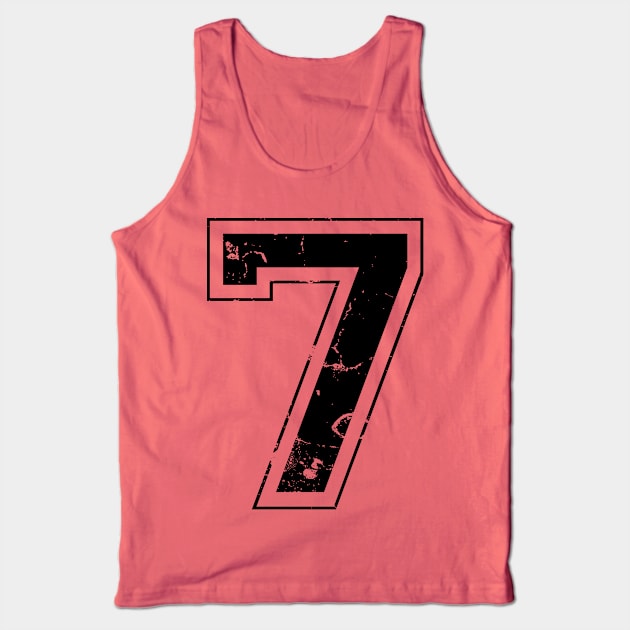 Number 7 Seven Black Jersey Sports Athletic Player Tank Top by porcodiseno